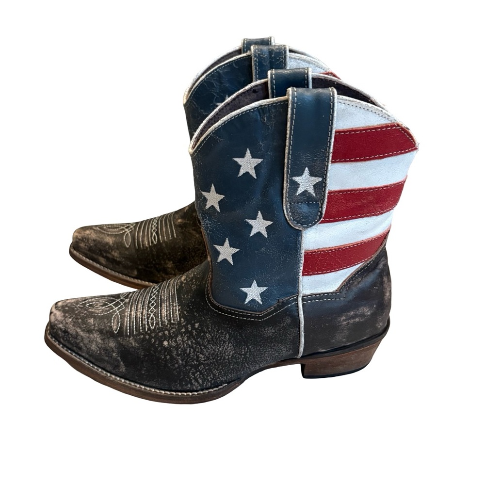 Roper American Beauty Flag Ankle Boots, Sz 9 - Picture 3 of 16